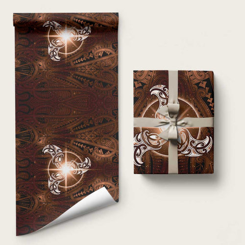 New Zealand Matariki Tupuanuku Wrapping Paper Maori Moko Brown Galaxy
