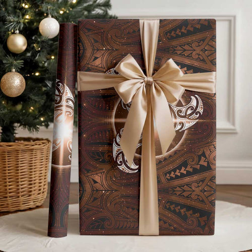 New Zealand Matariki Tupuanuku Wrapping Paper Maori Moko Brown Galaxy