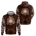 New Zealand Matariki Tupuanuku Zip Hoodie Maori Moko Brown Galaxy