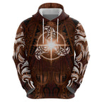 New Zealand Matariki Tupuanuku Zip Hoodie Maori Moko Brown Galaxy