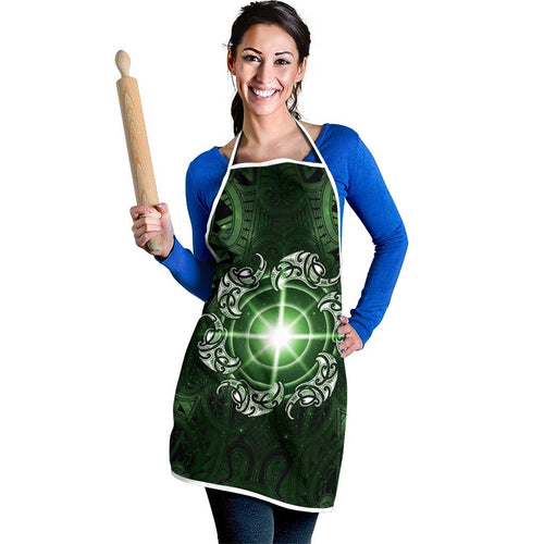 New Zealand Matariki Tupuarangi Apron Maori Moko Green Galaxy