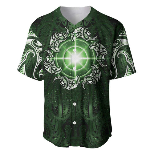 New Zealand Matariki Tupuarangi Baseball Jersey Maori Moko Green Galaxy