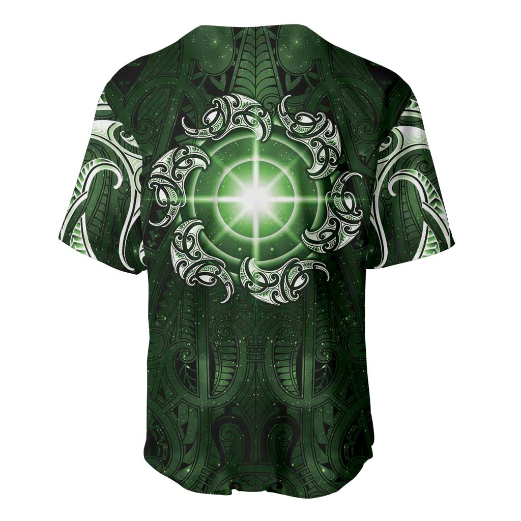 New Zealand Matariki Tupuarangi Baseball Jersey Maori Moko Green Galaxy