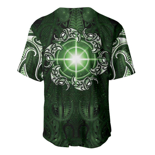 New Zealand Matariki Tupuarangi Baseball Jersey Maori Moko Green Galaxy