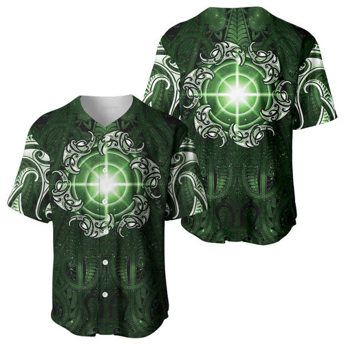New Zealand Matariki Tupuarangi Baseball Jersey Maori Moko Green Galaxy