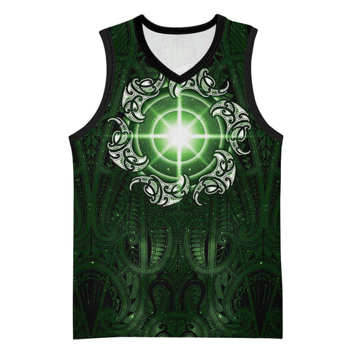 New Zealand Matariki Tupuarangi Basketball Jersey Maori Moko Green Galaxy