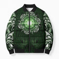 New Zealand Matariki Tupuarangi Bomber Puffer Jacket Maori Moko Green Galaxy