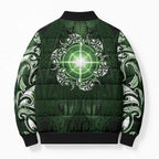 New Zealand Matariki Tupuarangi Bomber Puffer Jacket Maori Moko Green Galaxy