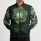 New Zealand Matariki Tupuarangi Bomber Puffer Jacket Maori Moko Green Galaxy