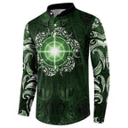 New Zealand Matariki Tupuarangi Button Sweatshirt Maori Moko Green Galaxy