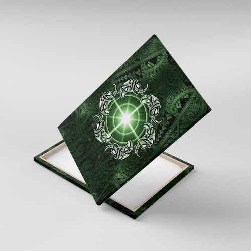 New Zealand Matariki Tupuarangi Canvas Wall Art Maori Moko Green Galaxy