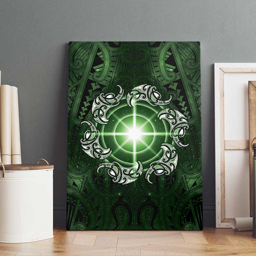 New Zealand Matariki Tupuarangi Canvas Wall Art Maori Moko Green Galaxy