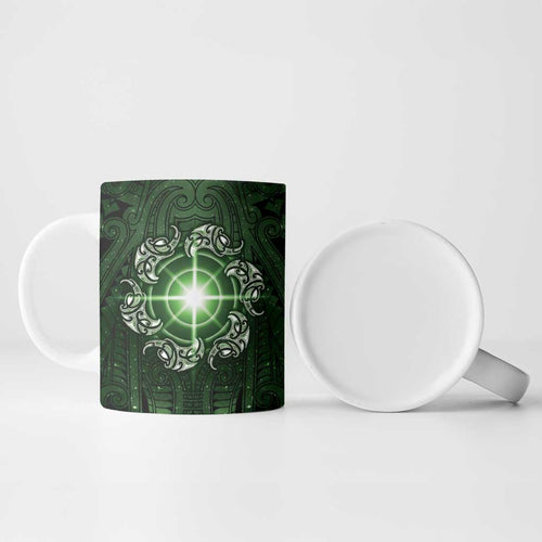 New Zealand Matariki Tupuarangi Ceramic Mug Maori Moko Green Galaxy
