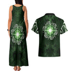 New Zealand Matariki Tupuarangi Couples Matching Tank Maxi Dress and Hawaiian Shirt Maori Moko Green Galaxy