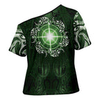 New Zealand Matariki Tupuarangi Cross Shoulder Shirt Maori Moko Green Galaxy