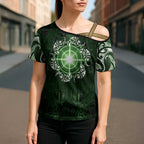 New Zealand Matariki Tupuarangi Cross Shoulder Shirt Maori Moko Green Galaxy