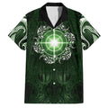 New Zealand Matariki Tupuarangi Family Matching Off Shoulder Maxi Dress and Hawaiian Shirt Maori Moko Green Galaxy