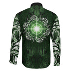 New Zealand Matariki Tupuarangi Family Matching Off Shoulder Short Dress and Hawaiian Shirt Maori Moko Green Galaxy