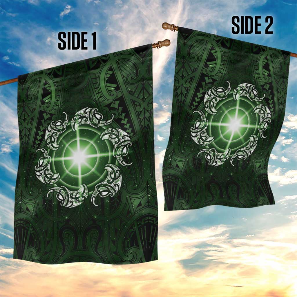 New Zealand Matariki Tupuarangi Garden Flag Maori Moko Green Galaxy