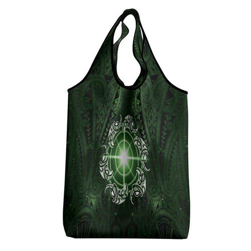 New Zealand Matariki Tupuarangi Grocery Bag Maori Moko Green Galaxy