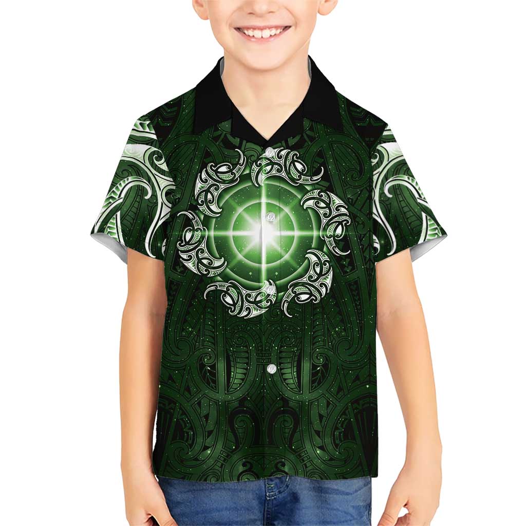 New Zealand Matariki Tupuarangi Hawaiian Shirt Maori Moko Green Galaxy