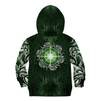 New Zealand Matariki Tupuarangi Kid Hoodie Maori Moko Green Galaxy