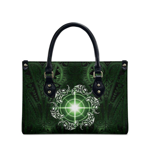 New Zealand Matariki Tupuarangi Leather Bag Maori Moko Green Galaxy