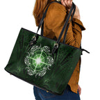 New Zealand Matariki Tupuarangi Leather Tote Bag Maori Moko Green Galaxy
