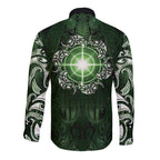New Zealand Matariki Tupuarangi Long Sleeve Button Shirt Maori Moko Green Galaxy
