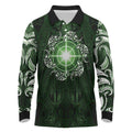 New Zealand Matariki Tupuarangi Long Sleeve Polo Shirt Maori Moko Green Galaxy