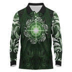 New Zealand Matariki Tupuarangi Long Sleeve Polo Shirt Maori Moko Green Galaxy