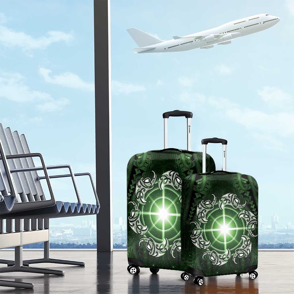 New Zealand Matariki Tupuarangi Luggage Cover Maori Moko Green Galaxy