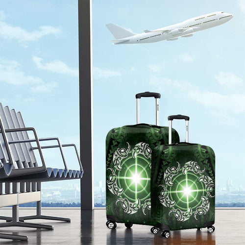 New Zealand Matariki Tupuarangi Luggage Cover Maori Moko Green Galaxy