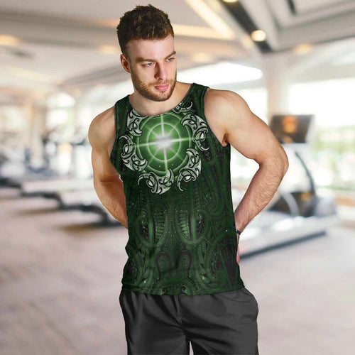 New Zealand Matariki Tupuarangi Men Tank Top Maori Moko Green Galaxy