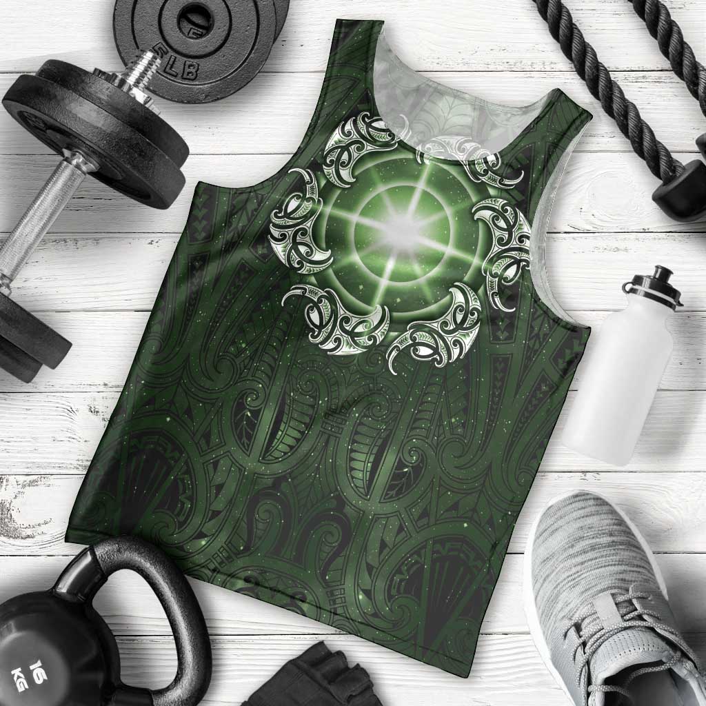 New Zealand Matariki Tupuarangi Men Tank Top Maori Moko Green Galaxy