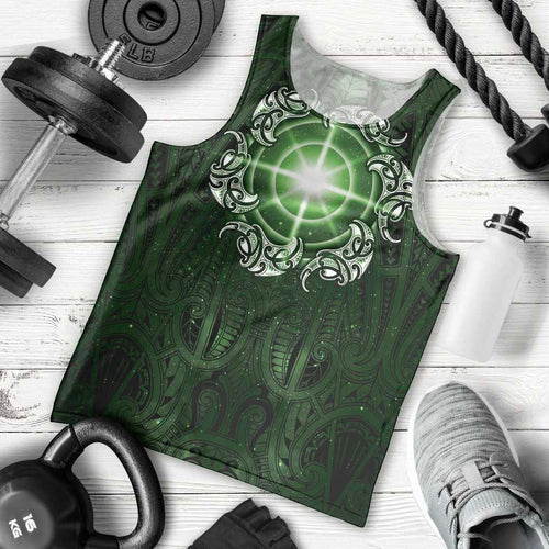 New Zealand Matariki Tupuarangi Men Tank Top Maori Moko Green Galaxy