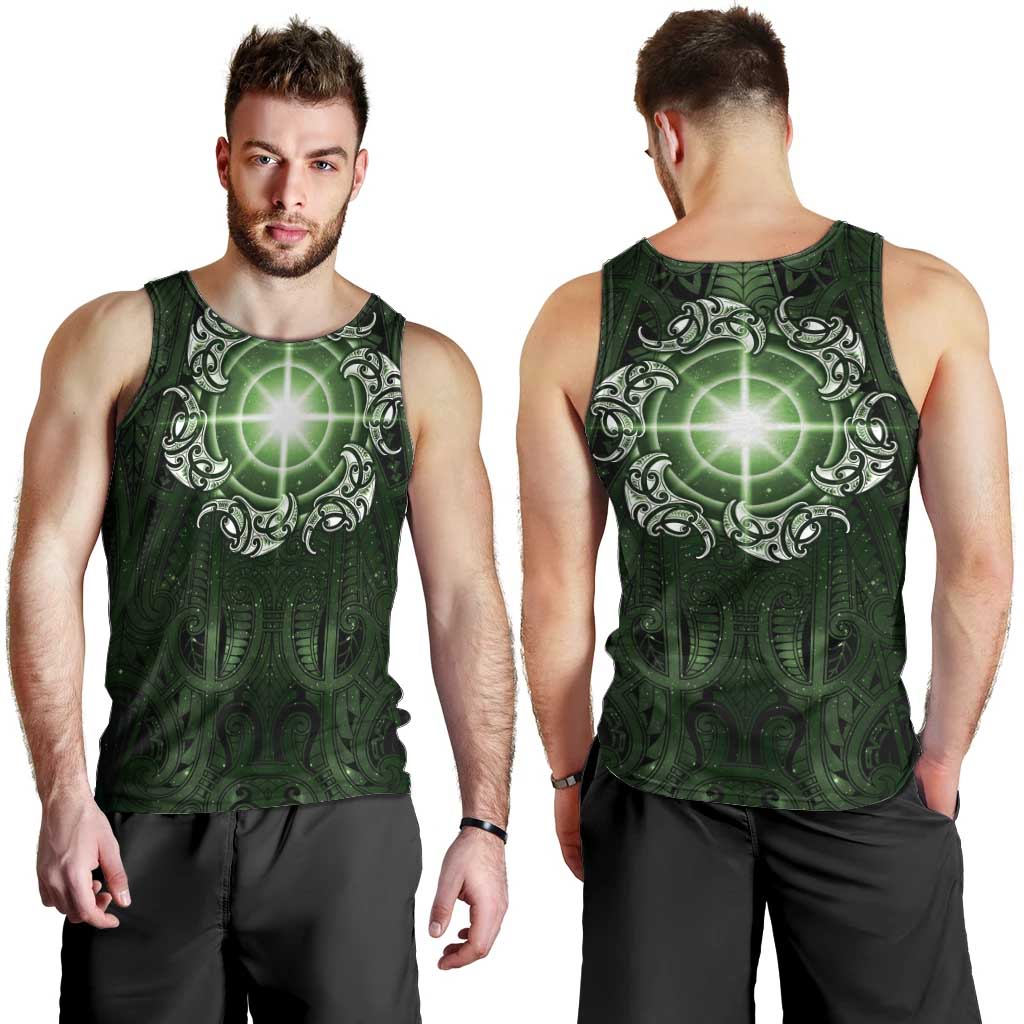 New Zealand Matariki Tupuarangi Men Tank Top Maori Moko Green Galaxy