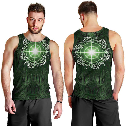 New Zealand Matariki Tupuarangi Men Tank Top Maori Moko Green Galaxy