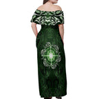 New Zealand Matariki Tupuarangi Off Shoulder Maxi Dress Maori Moko Green Galaxy