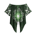 New Zealand Matariki Tupuarangi Off Shoulder Wrap Waist Top Maori Moko Green Galaxy