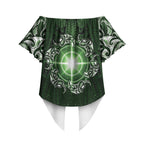New Zealand Matariki Tupuarangi Off Shoulder Wrap Waist Top Maori Moko Green Galaxy