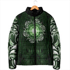 New Zealand Matariki Tupuarangi Padded Jacket Maori Moko Green Galaxy