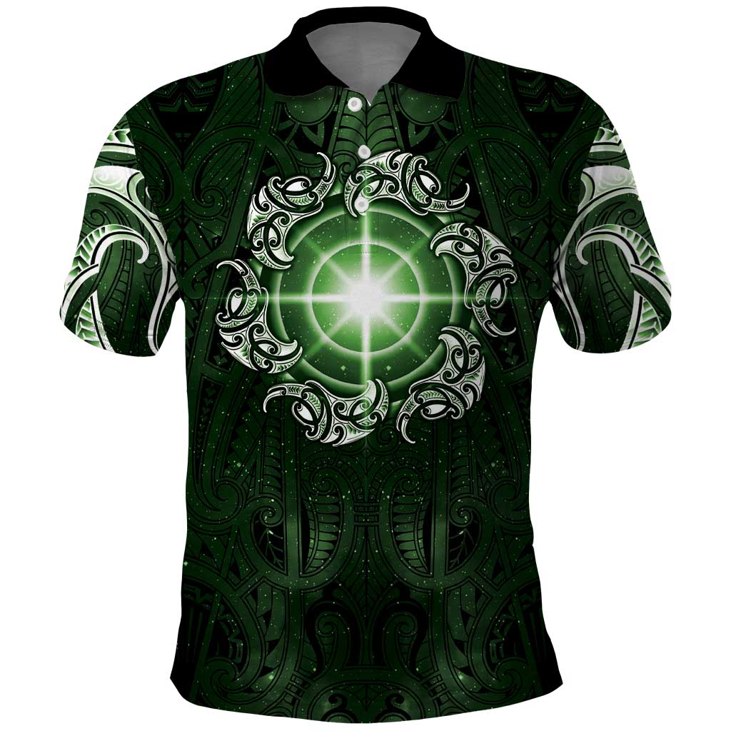New Zealand Matariki Tupuarangi Polo Shirt Maori Moko Green Galaxy