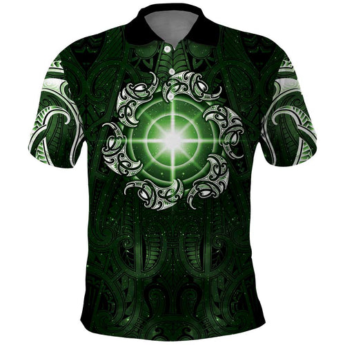 New Zealand Matariki Tupuarangi Polo Shirt Maori Moko Green Galaxy