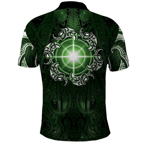 New Zealand Matariki Tupuarangi Polo Shirt Maori Moko Green Galaxy