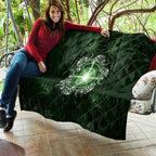 New Zealand Matariki Tupuarangi Quilt Maori Moko Green Galaxy
