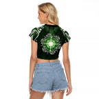 New Zealand Matariki Tupuarangi Raglan Cropped T Shirt Maori Moko Green Galaxy
