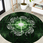 New Zealand Matariki Tupuarangi Round Carpet Maori Moko Green Galaxy