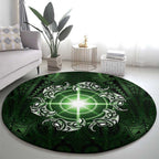 New Zealand Matariki Tupuarangi Round Carpet Maori Moko Green Galaxy