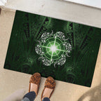 New Zealand Matariki Tupuarangi Rubber Doormat Maori Moko Green Galaxy